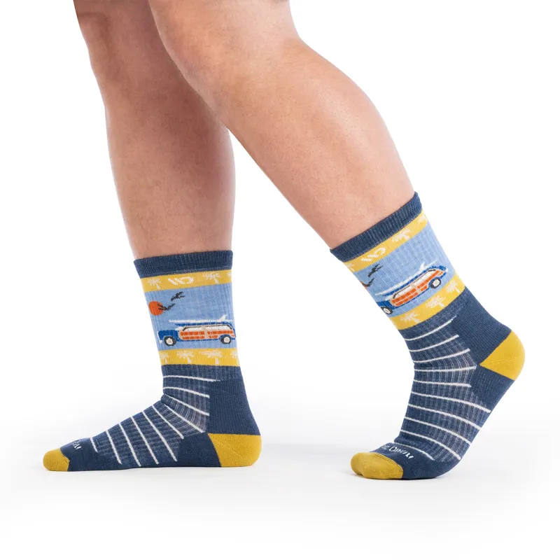 Wide Open Way Back Midweight Cushioned Crew Sock in Denim-2