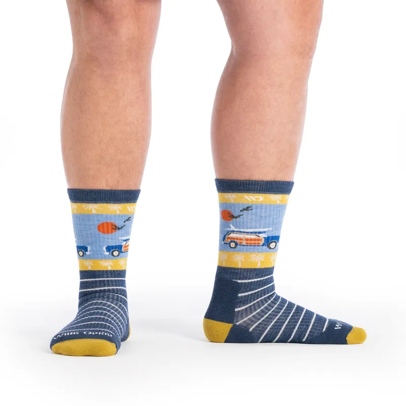 Wide Open Way Back Midweight Cushioned Crew Sock in Denim-3