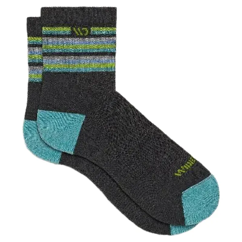 Wide Open Women's Multi Stripe Micro Crew Socks in Charcoal