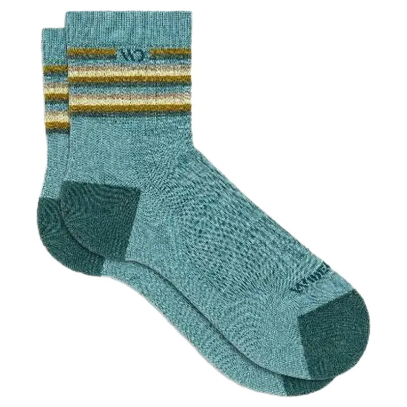 Wide Open Women's Multi Stripe Micro Crew Socks in Light Teal