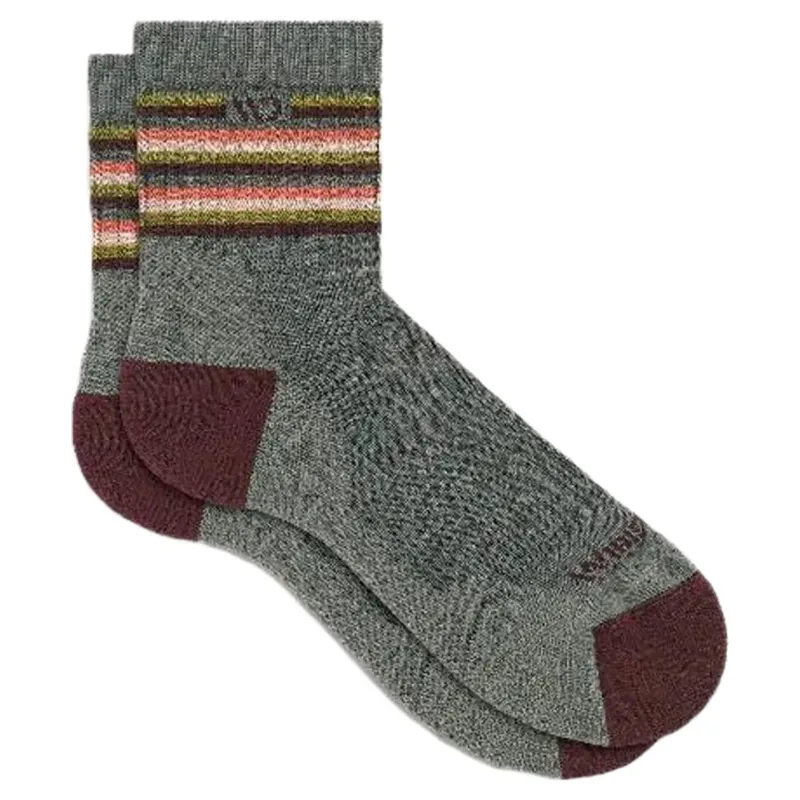 Wide Open Women's Multi Stripe Micro Crew Socks in Taupe