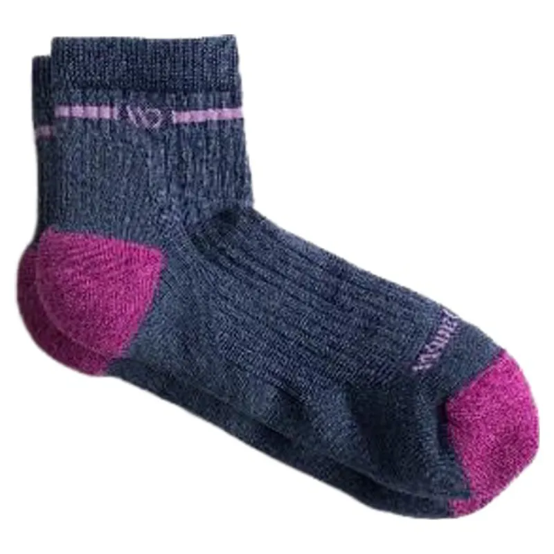 Wide Open Women's Single Stripe Quarter Socks in Denim
