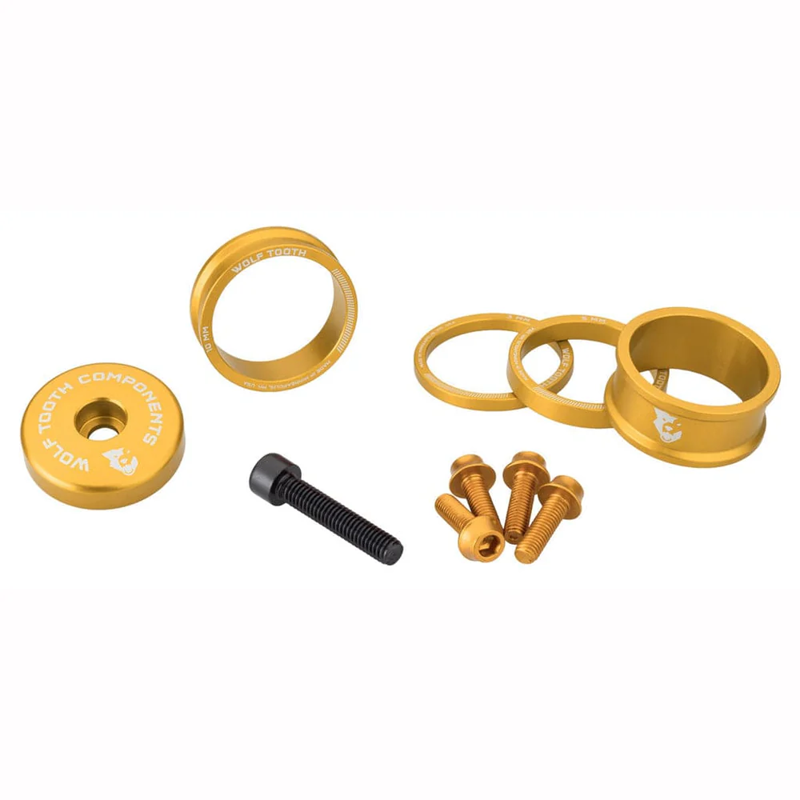 Wolf Tooth Headset BlingKit 3/5/10/15mm w/Top Cap in Gold