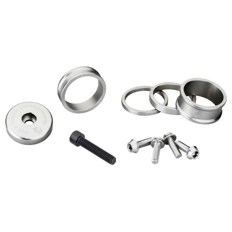 Wolf Tooth Headset BlingKit 3/5/10/15mm w/Top Cap in Raw Silver
