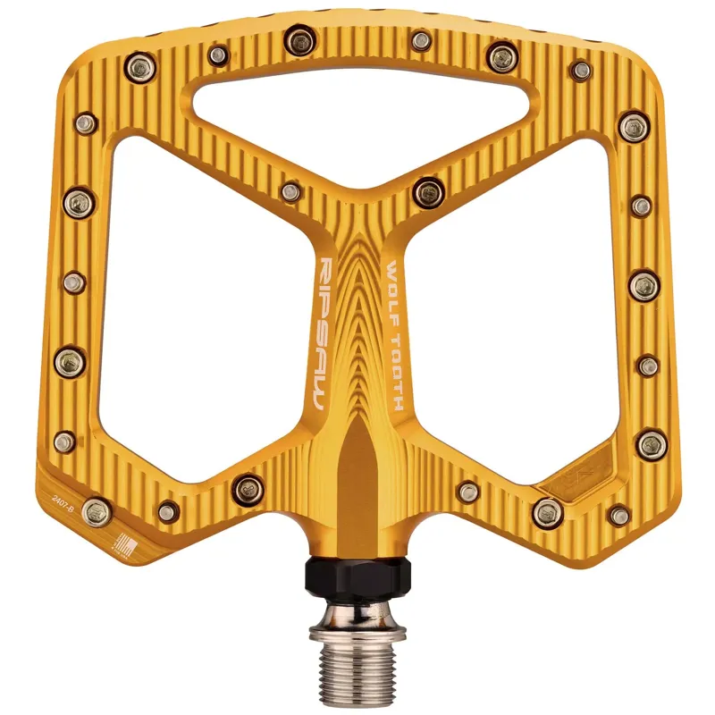 Wolf Tooth Ripsaw Aluminum Pedals in Gold-1