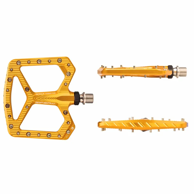 Wolf Tooth Ripsaw Aluminum Pedals in Gold-4