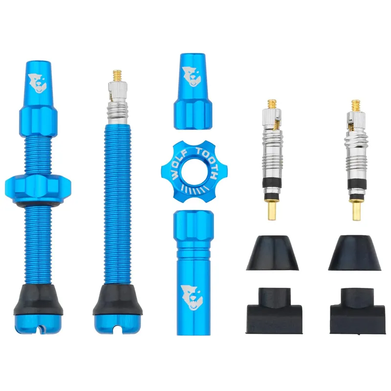 Wolf Tooth 44mm Tubeless Presta Valve Stem Kit in Blue
