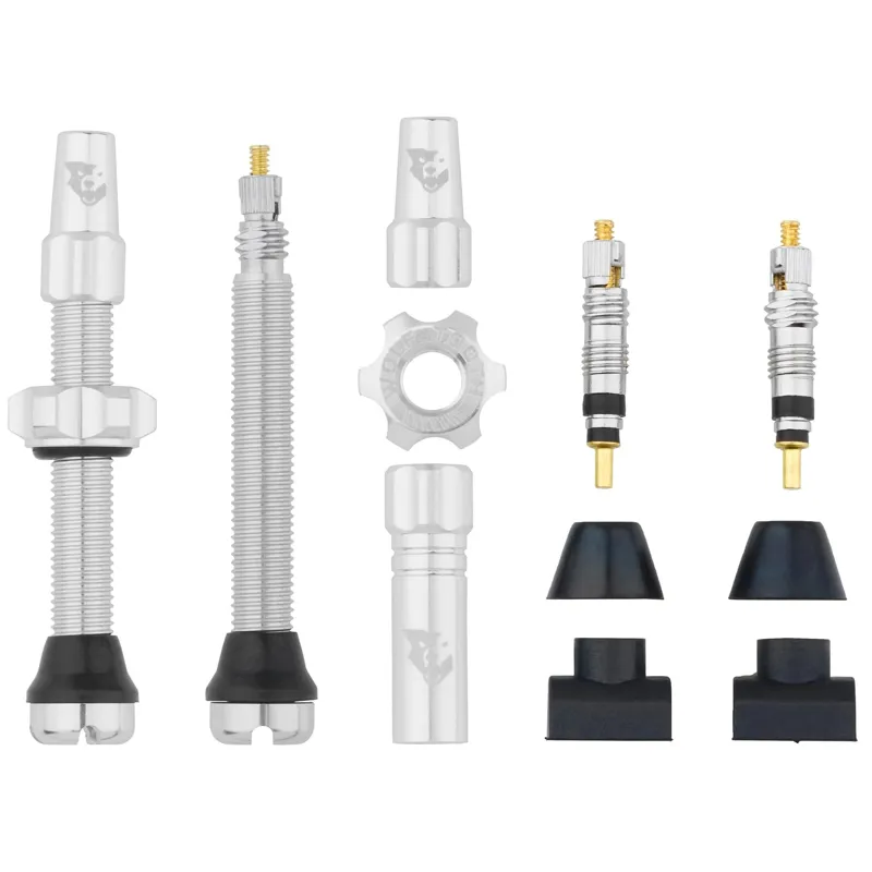 Wolf Tooth 44mm Tubeless Presta Valve Stem Kit in Raw Silver