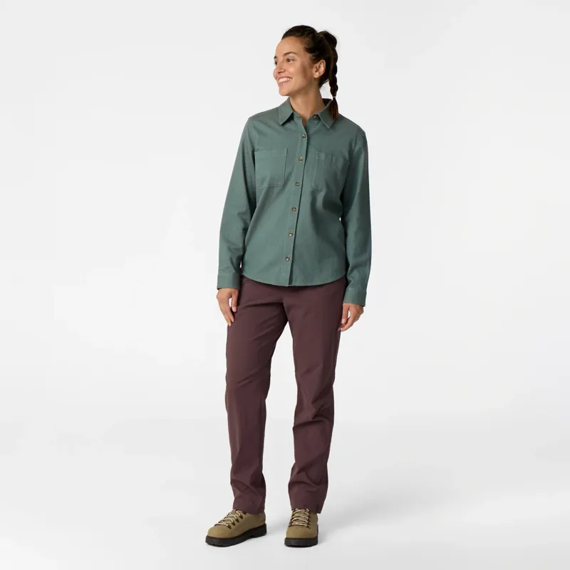 Royal Robbins Women's Lieback Button-Up L/S Shirt in Mineral Heather-2