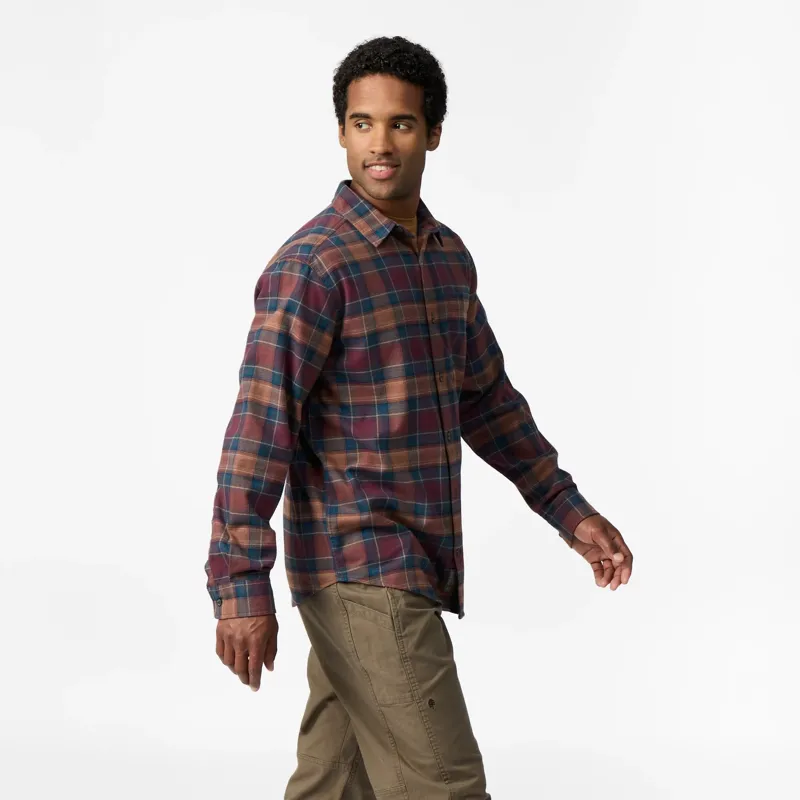 Royal Robbins Lieback Organic Cotton Flannel Shirt in Wine/Oak Plaid-3