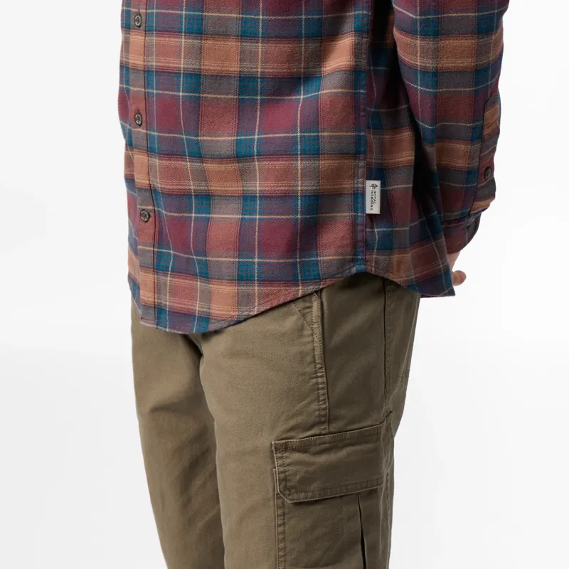 Royal Robbins Lieback Organic Cotton Flannel Shirt in Wine/Oak Plaid-6
