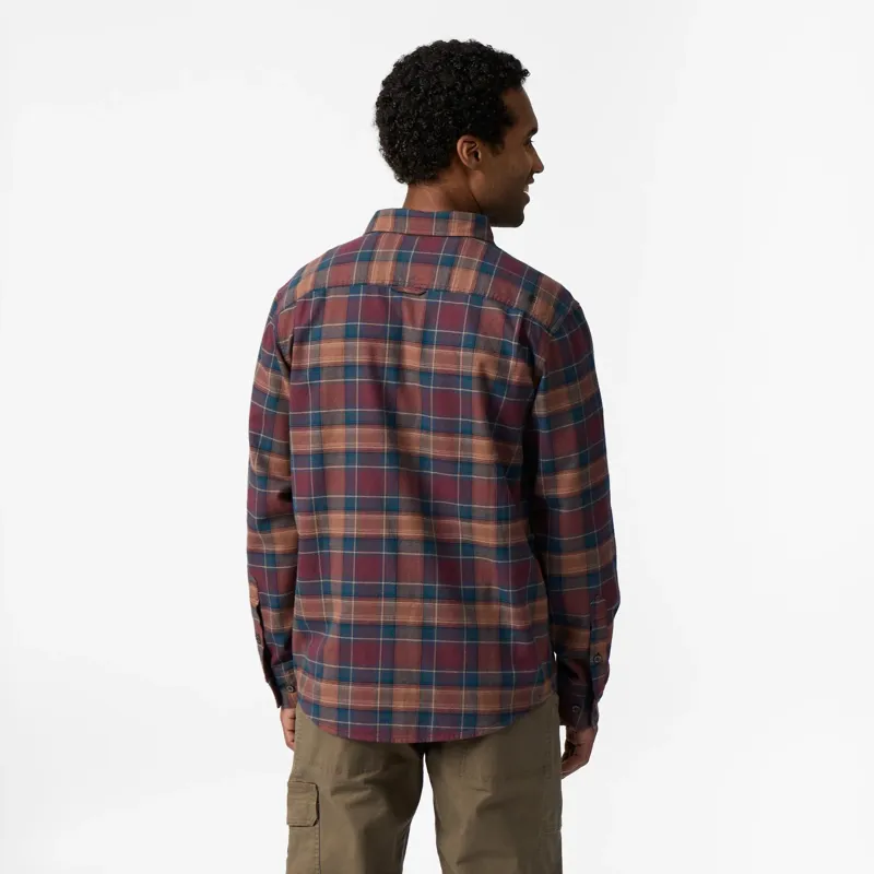 Royal Robbins Lieback Organic Cotton Flannel Shirt in Wine/Oak Plaid-4