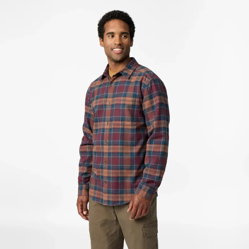 Royal Robbins Lieback Organic Cotton Flannel Shirt in Wine/Oak Plaid-2