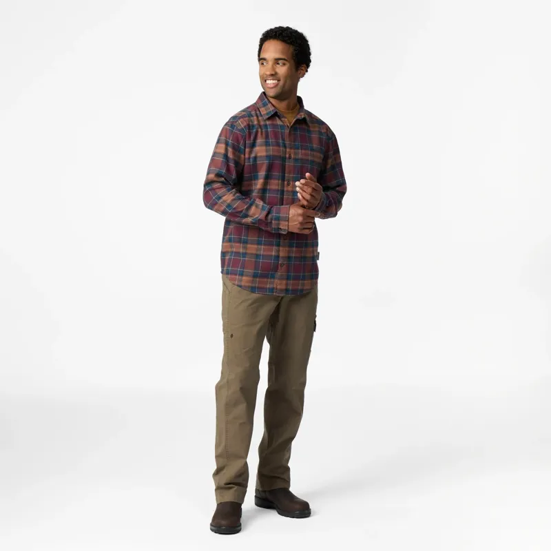 Royal Robbins Lieback Organic Cotton Flannel Shirt in Wine/Oak Plaid-1