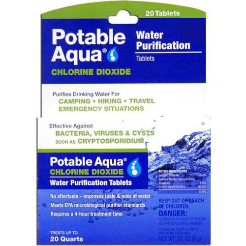 POTABLE AQUA CHLORINE DIOXIDE TABLETS - 20 PACK